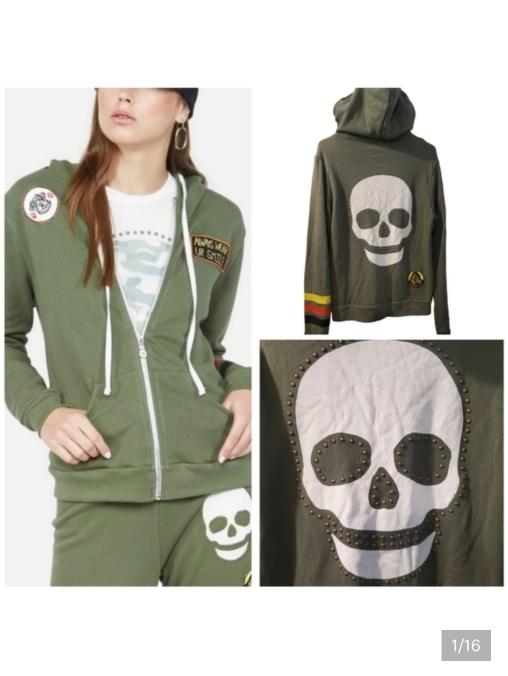 Lauren Moshi Lennox Stud Skull hoodie
